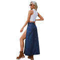 Fashion cross-border export women's clothing  independent station new washed sexy high slit denim long skirt skirt