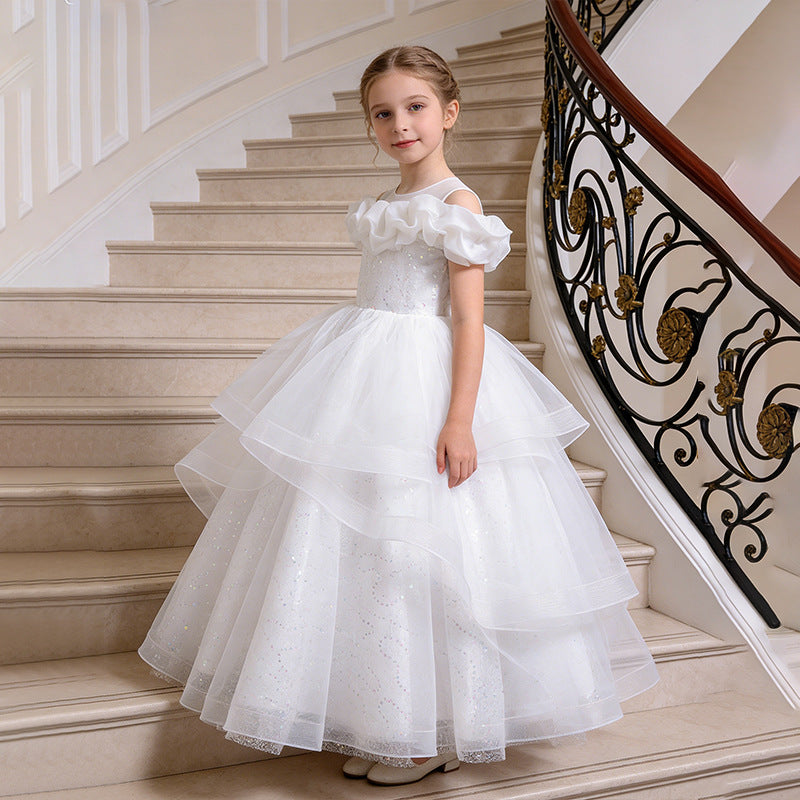 Girls' formal dresses - cross-border european & american style - mesh flower girl dresses - birthday princess dresses - new arrivals for older girls - in stock
