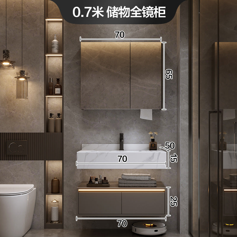 [Spot] Multifunctional storage rack, rock slab hot bending integrated basin, bathroom, washstand, face wash, bathroom cabinet combination