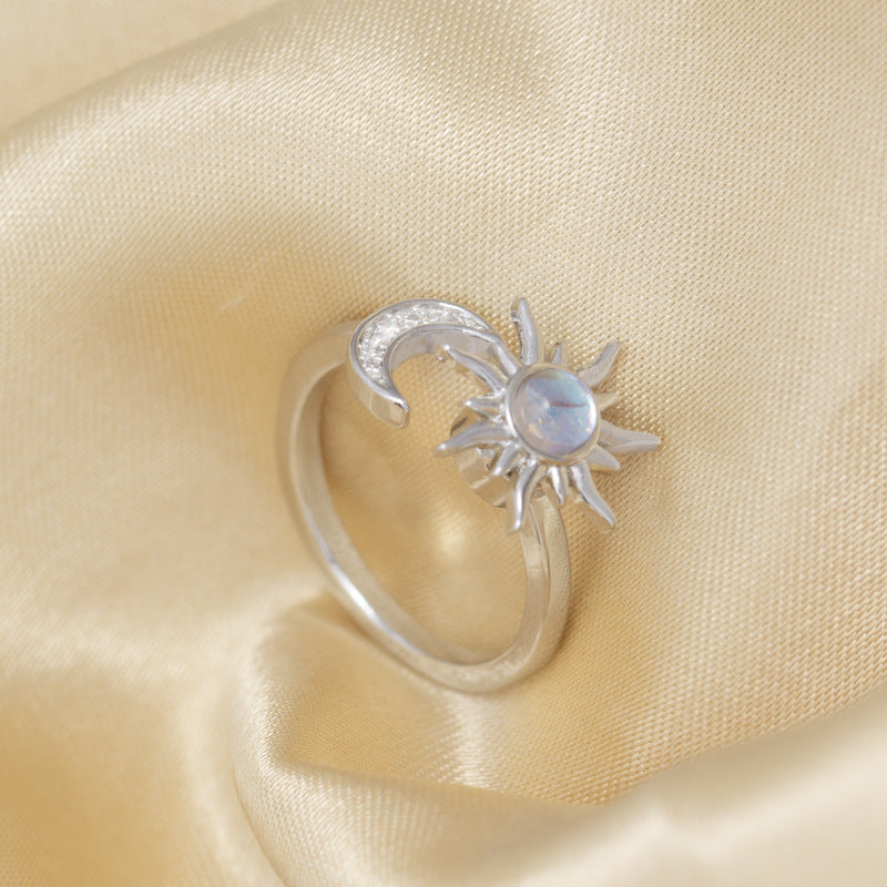 hot-selling sunflower rotating ring, full zirconia open sunflower, new rotatable ring, high-end jewelry
