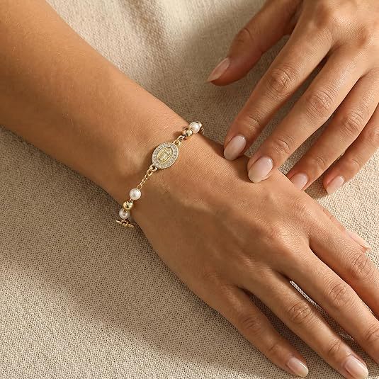 hot-selling jewelry cross bracelet for women, high-end micro-paved imitation pearl bead chain, non-fading copper jewelry wholesale