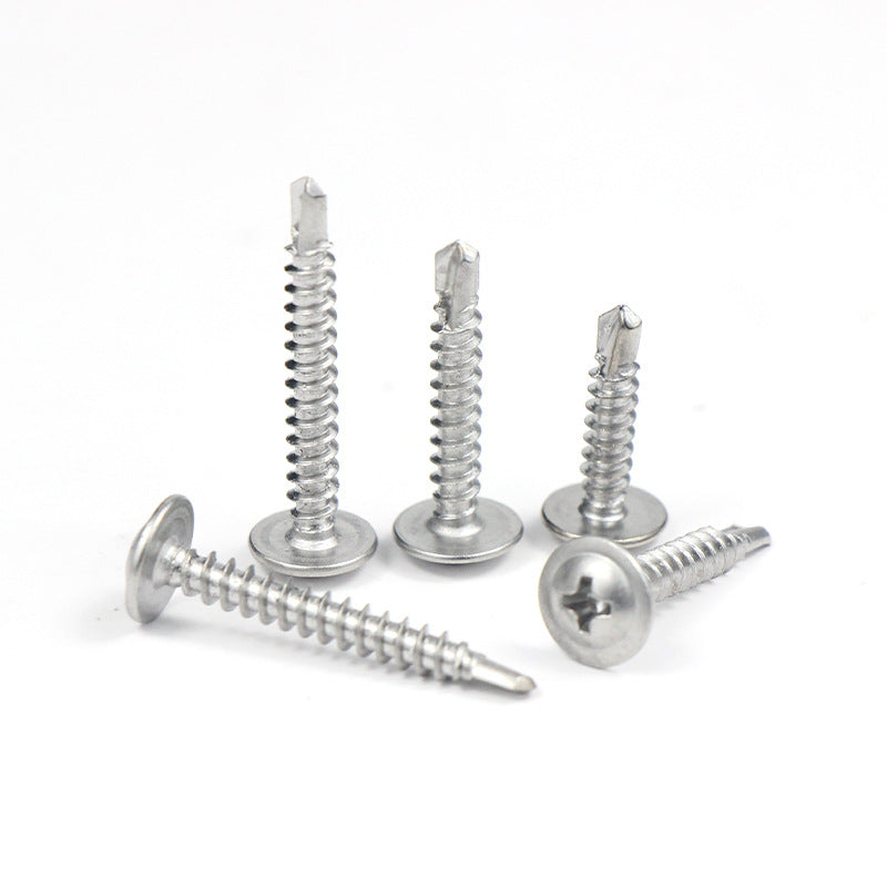 410 stainless steel padded round head Wass dovetail drill tail wire, cross groove large flat self-tapping self-drilling screw