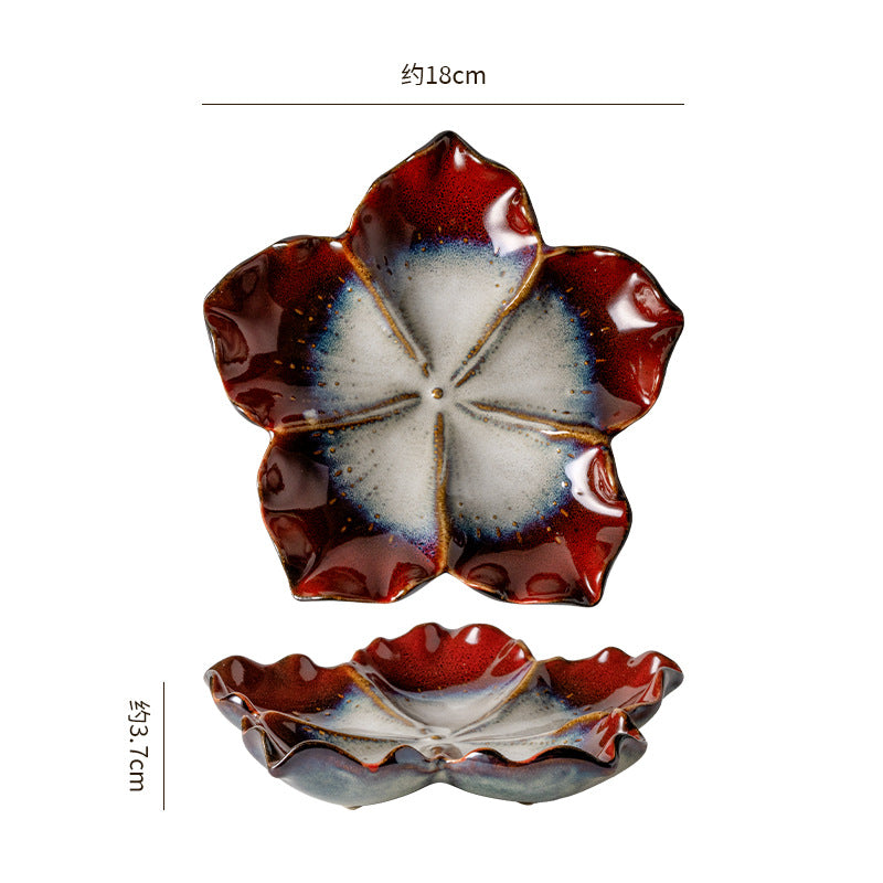 Insstylish five-pointed petal ceramic plate entrance jewelry display tray internet celebrity props storage plate