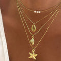 Wholesale seashell necklaces - european & american cross-border jewelry - women's ocean-themed vacation necklaces - conch & starfish layered collarbone chains