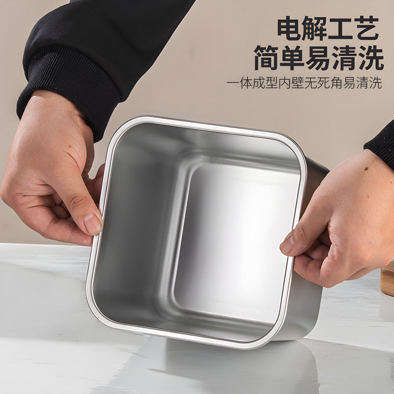 Stainless steel square container with lid - ideal for cafeteria, kitchen, seasoning, condiment, and commercial use - sauce dispenser, jam bowl