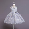 New princess dress for kids, sleeveless printed princess gown, girls' white dress, flower girl dress - in stock
