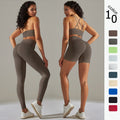 New seamless solid color high-elasticity sports bra and underwear yoga set - two-piece running and fitness outfit