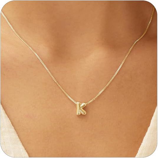 European and american cross-border new product initial necklace fashion bubble 26 letter pendant box chain jewelry women's versatile clavicle chain