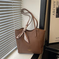 new arrival silk scarf satchel bag women's fashion large capacity contrast color tote bag 2026springnew arrival contrast color women's bag