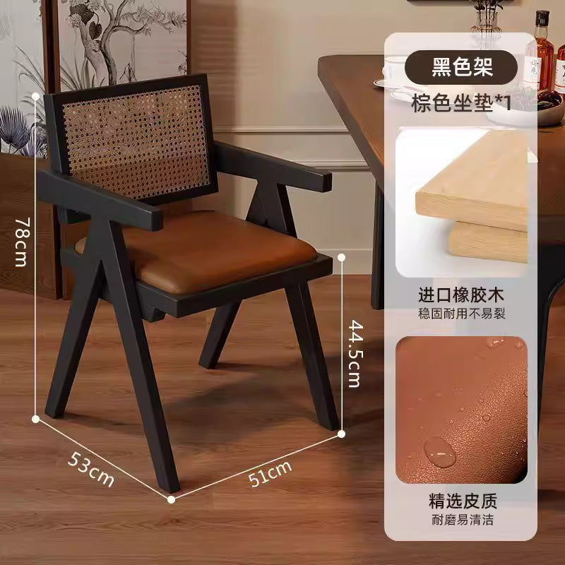 Used wabi-sabi style light luxury solid wood chair chandigarh home chair retro armchair stool high back dining chair