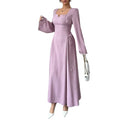 women's purple woven wrap dress with ruffle sleeves - summer sleeve dress
