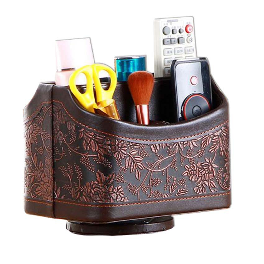 Creative home table 360-degree rotating storage box, living room office desktop remote control, retro flower storage box