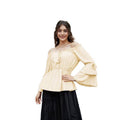 Amazon fashionretroruffleslong sleevesshirt women's  spring new arrival age-reducing sweettops