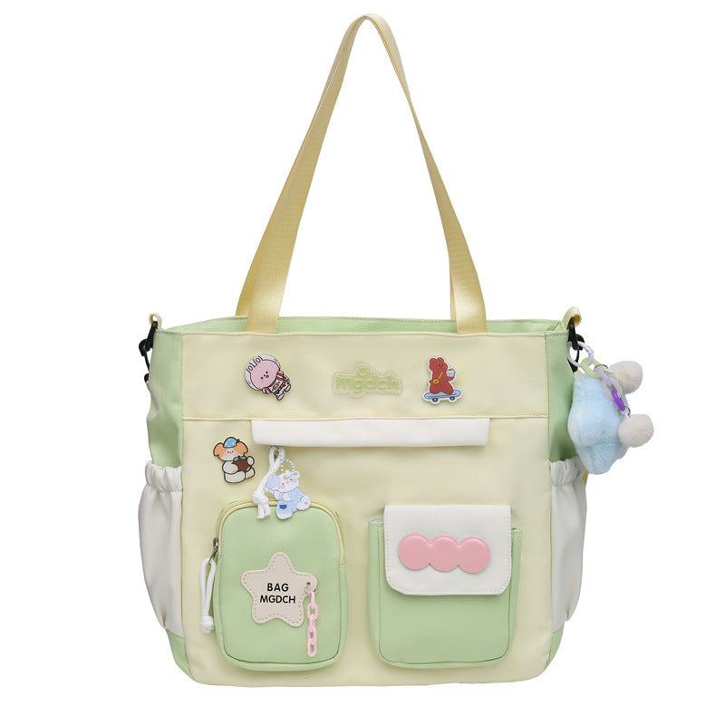 New schoolbag for girls, junior high school students, large-capacity backpack, versatile burden reduction, fashion trend, two-piece schoolbag