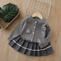 autumnew arrivalgirlsweatercardigantwo-piece sethandmade flower tweed stylejksweatersuit