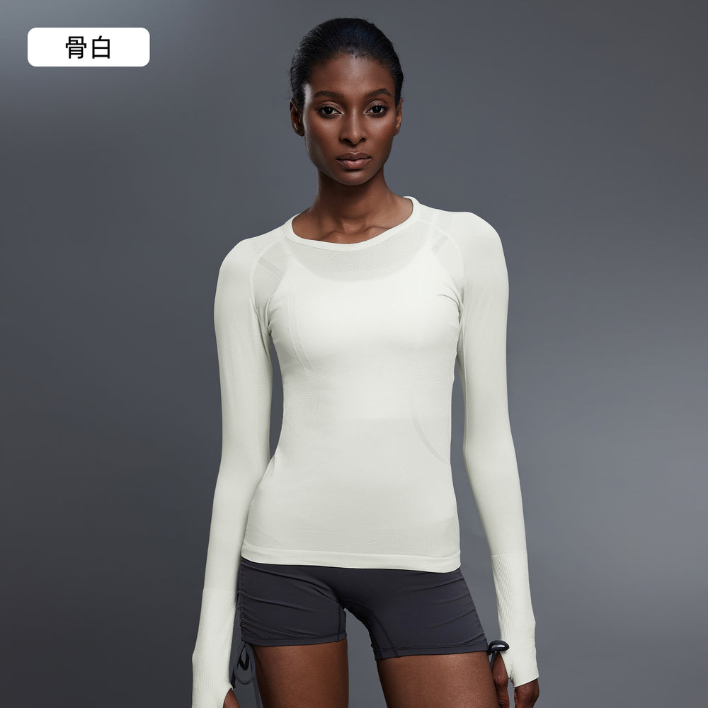 D19083: diqian apparel new seamless yoga top - women's long sleeve activewear for running, comfort, breathability, and fitness