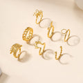 18k ring wholesale european and american cross-border ins style jewelry retro gold leaf flower rabbit horn stacked ring set for women
