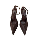 Za's 2025 new women's low-heel elegant court shoes, closed-toe pumps with ankle strap, mesh brown