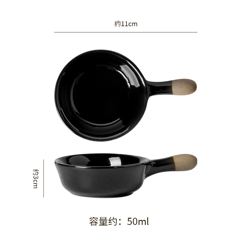 Retro handle seasoning ceramic dish japanese kiln restaurant dipping dish snack dish seasoning dishaccessible luxuryretro