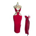 European and american cross-border women's fashion:  summer new arrivals - sexy and elegant ring-embellished, slim-fit, backless cami dress