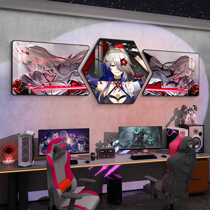 Collapse iron star dome railway decorative painting e-sports hotel room background wall arrangement mural bedroom bedside game hanging painting