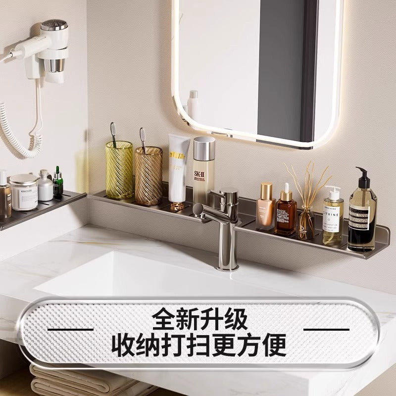 Bathroom vanity mirror front shelf, toilet faucet sink bathroom storage rack, drill-free installation