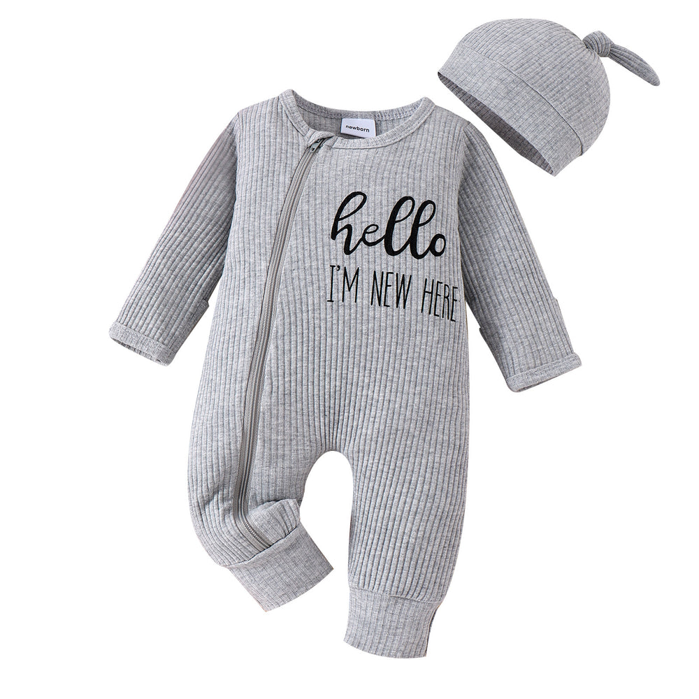 Amazon's new autumn and winter european and american newborn onesie letter printinglong sleeves multi-color bag butt hat two-piece set