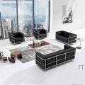 Lc2 minimalist business office sofa - classic le corbusier black reception area lounge seating