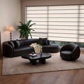 Nordic light luxury sofa - black retro living room home small apartment clothing store curved leather reception large sofa
