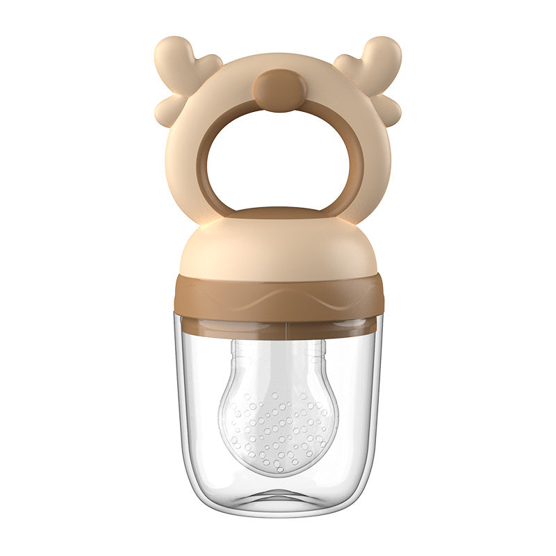 English card baby fruit and vegetable bite music baby eating fruit complementary food tooth glue deer fruit and vegetable pacifier children's juice