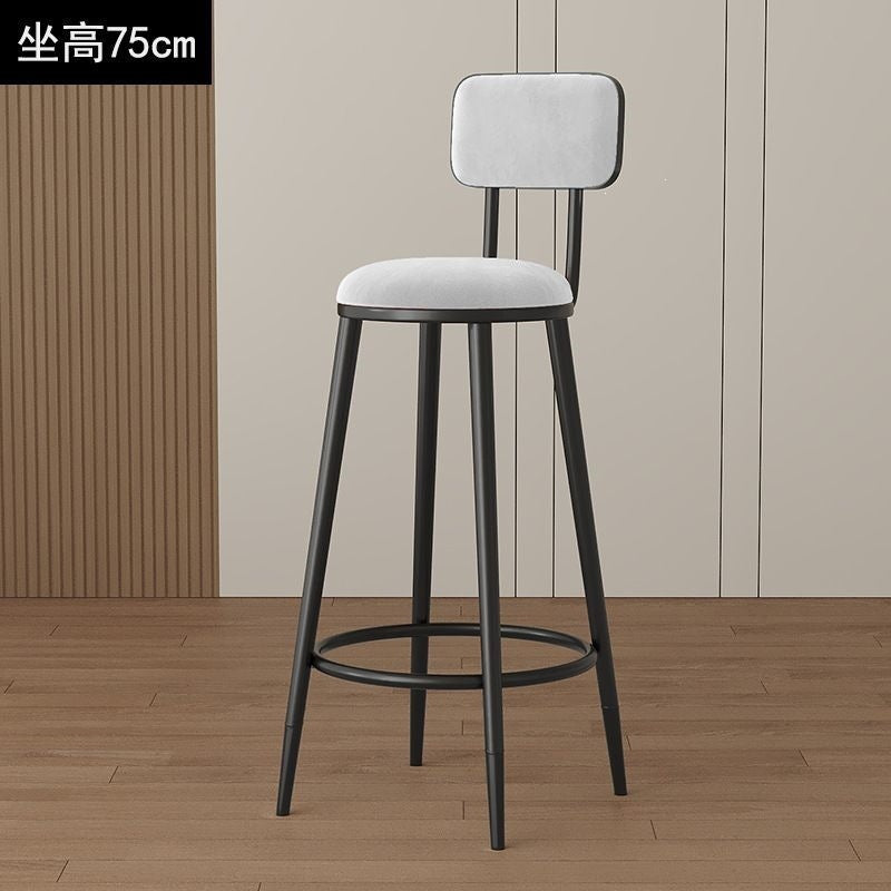 Minimalist modern high bar stool - nordic style gold-tone luxury iron backrest chair for bar, ktv, and counter seating