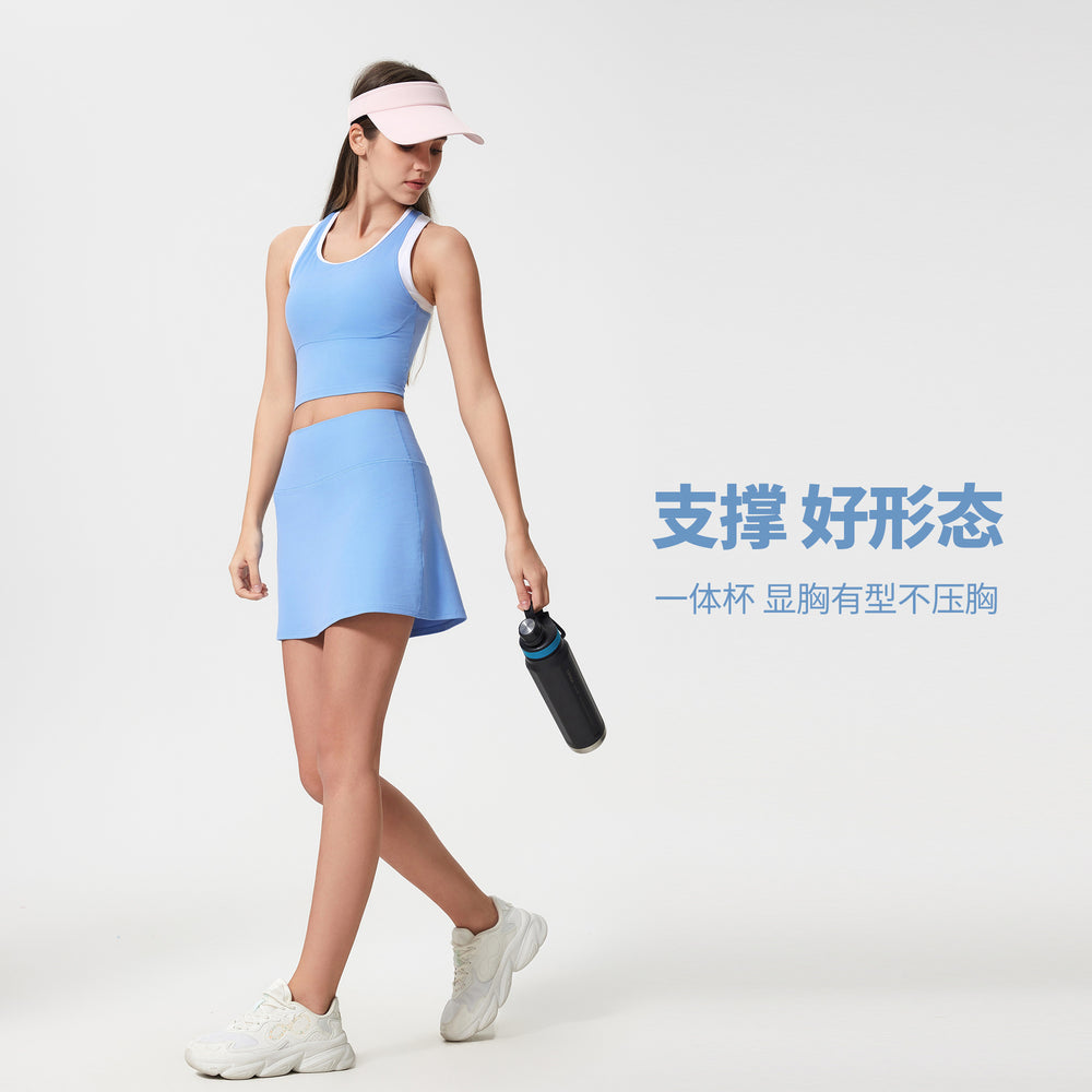 Contrast color racerback yoga tank top - women's shockproof, anti-sag, high-impact, push-up sleeveless sports fitness top d25055