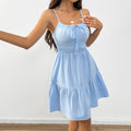 Amazon cross-border fashion: elegant sleeveless cami dress - new summer high-waisted pleated a-line midi dress