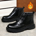 2025 fall/winter new martin boots: business-friendly, fleece-lined, warm boots for men. round toe, stylish british design, versatile, soft sole leather shoes