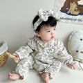 Infant and toddler spring and autumn clothing, 100-day celebration super cute outing romper, newborn baby girl floral print fashionable long-sleeved onesie