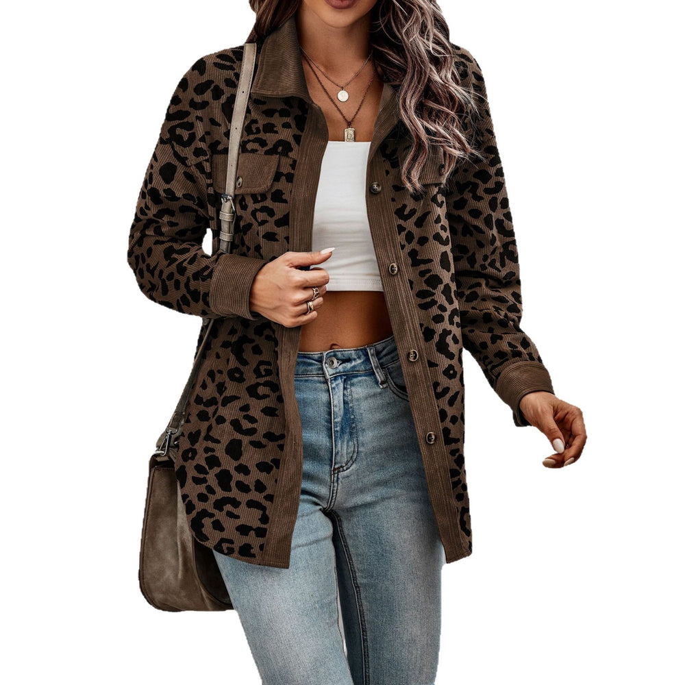 fashion women's leopard print button-down long sleeve jacket - autumn/winter collection (us & europe)