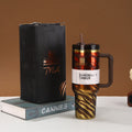 cool tiger pattern 40oz stanley ice cup large capacity straw cup 304 stainless steel handle thermos cup