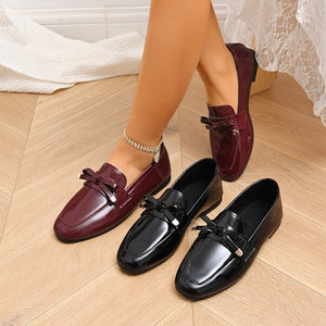 plus sizebows soft bottom loafers for women autum style soft leather round toe slip-on flats women in stock