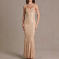 european and american cross-border celebrity style sequin beaded tube top mermaid dress evening party backless slim fit maxi dress
