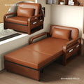 Sofa bed all-in-one dual-purpose lunch break bed retrochinoiserie sofa bed oil wax leather foldable bed multi-functional foldable