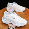 Men's 2025 spring new arrival: korean style trendy white sneakers - versatile, breathable, height increasing, running, casual, athletic, and chunky dad shoes