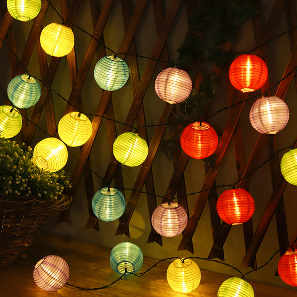 LED solar lantern string fabric lantern garden decorative light garden layout outdoor waterproof holiday lights