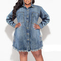 new arrival: plus-size women's denim jacket with tassels and distressed details - long sleeve, perfect for cross-border e-commerce (us & europe). direct from  source factory
