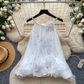 French chic pearl-embellished camisole - women's summer design with ruffle trim, pink, commute-friendly, and elegant top