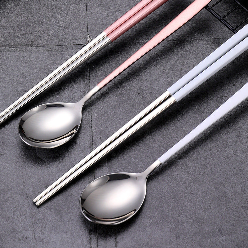 Daoqi 304 stainless steel portable tableware high value gift box spoon chopsticks two-piece set creative simple Korean tableware