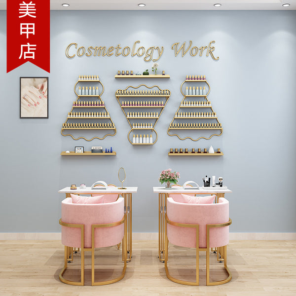 Source Factory Iron Wall Nail Art Display Stand Simple Nail Polish Shelf Gold Wall Hanging Shelf