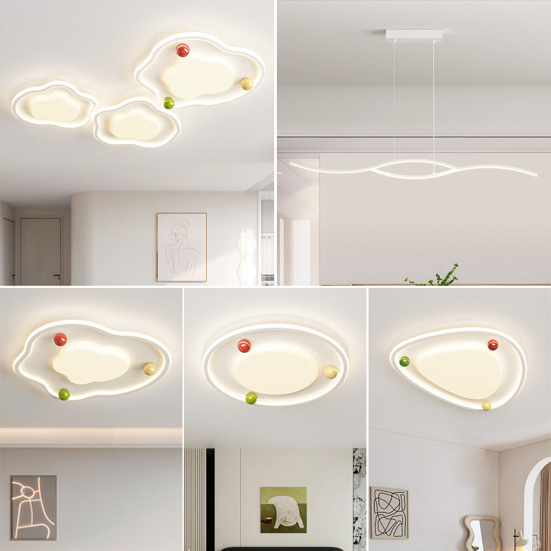 Cream wind living room main light 2025 new modern simple cloud ceiling light led Zhongshan lighting whole house package
