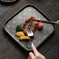 Creative black matte steak plate western dinner plate home nordic high-end dinner plate flat plate with rim restaurant hotel