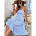 listing: new  women's original elegant striped ruffle hem slip dress