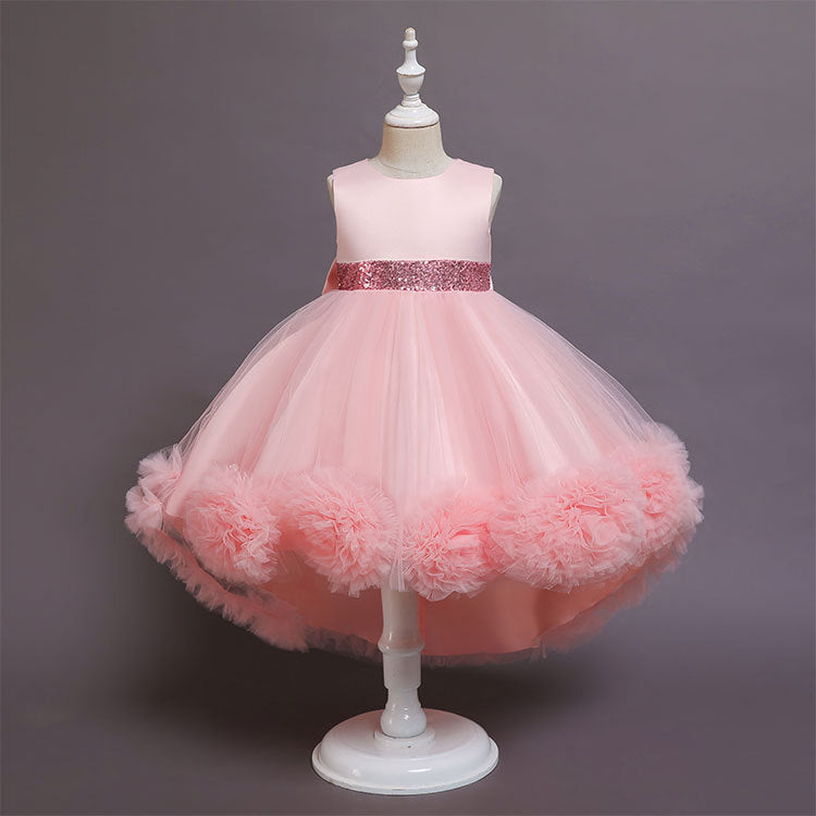 in stockkids dress ball flower tail wedding dress princess dress piano performance dress female baby dress